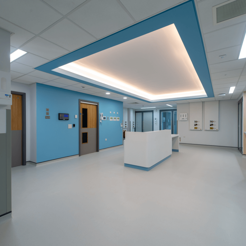 Image of Critical Care Unit at Royal Preston Hospital plasterboard feature works done by JCS Interiors